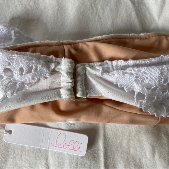 NWT Lolli White Lace Bikini Bandeau Top - Picture 7 of 10